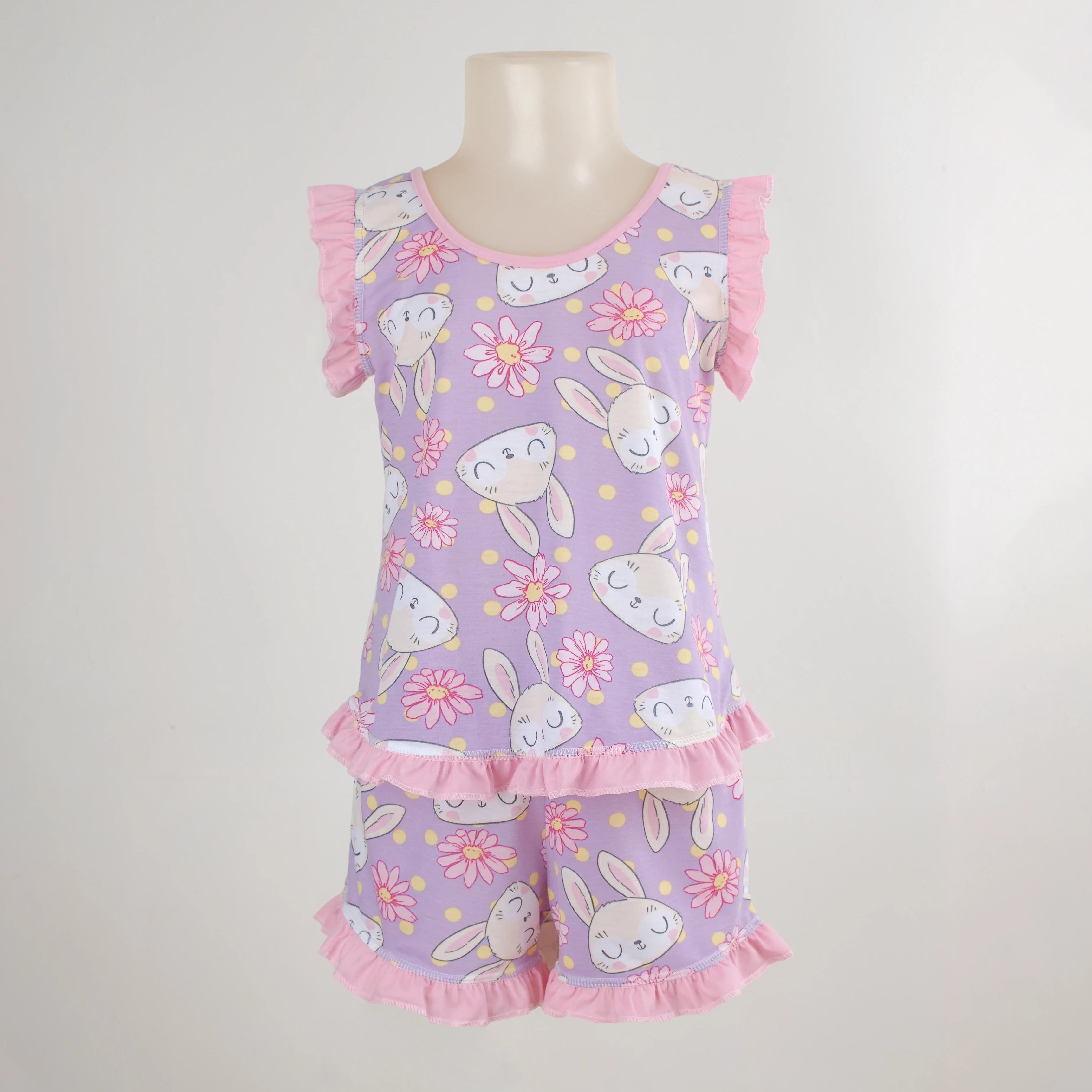 Pijama Regata Feminino Infantil - Estampa Coelho Lilás - 023006