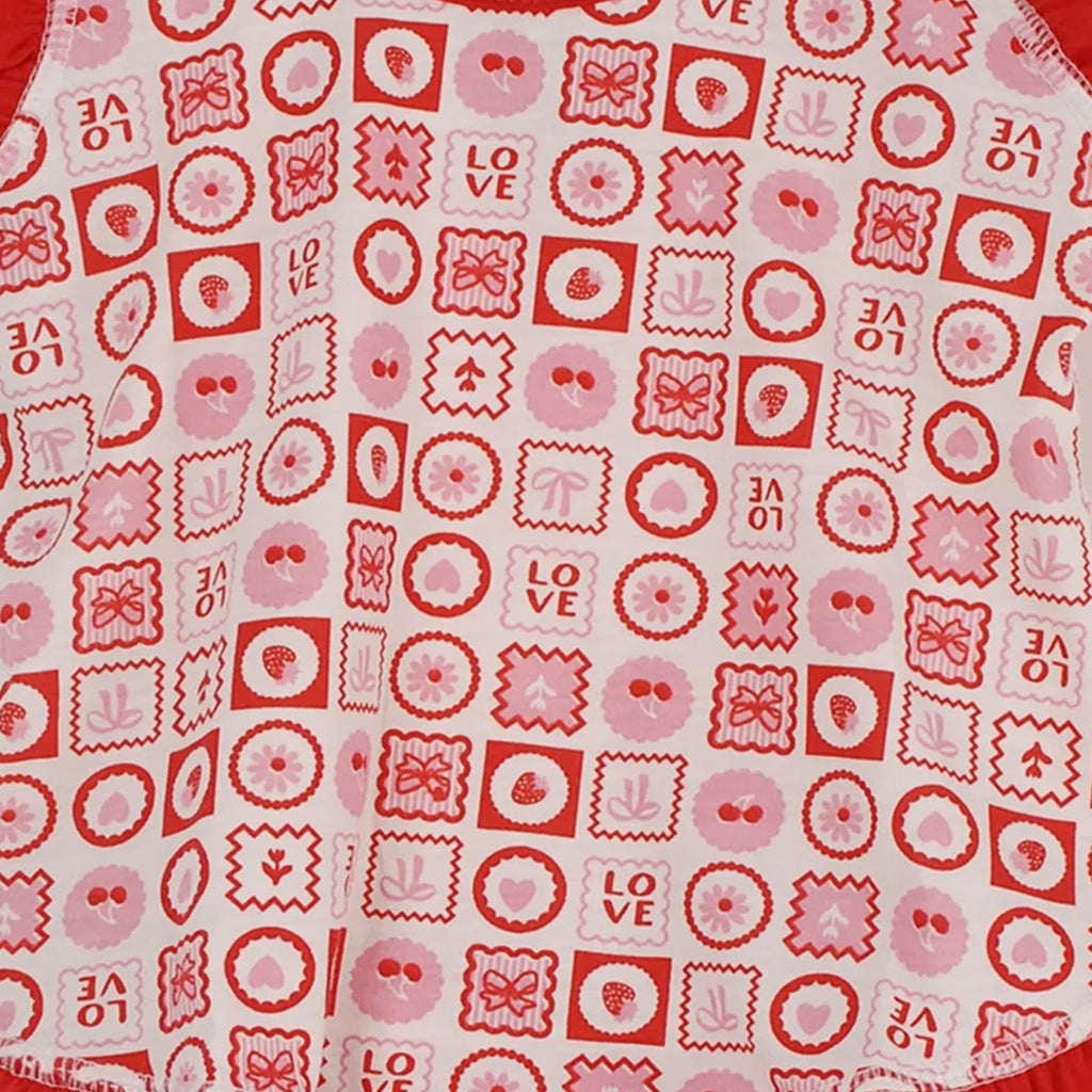 Pijama Regata Feminino Infantil - Estampa Selos Vermelho - 023008