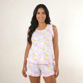 Pijama Regata Feminino Adulto Babado Estampado Floral Bold 00103