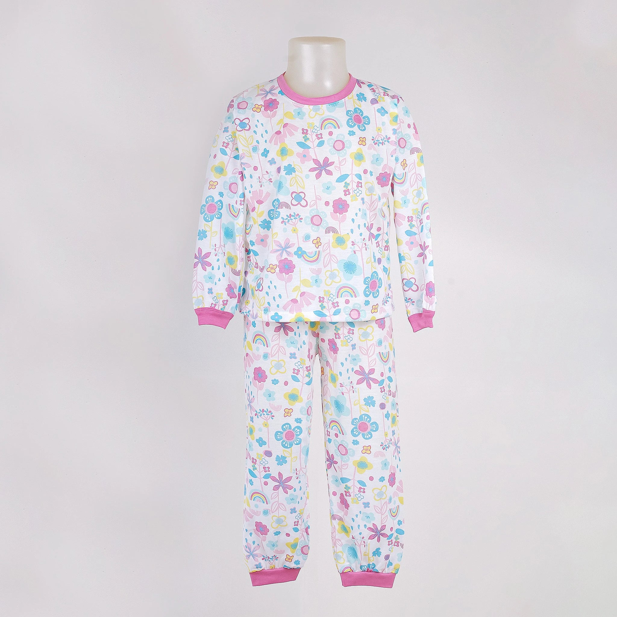 Pijama Longo Feminino Infantil - Estampa Jardim Encantado - 024009