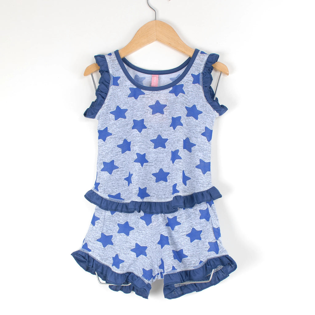 Pijama Regata Feminino Infantil - Estampa Estrela Azul Marinho - 023052