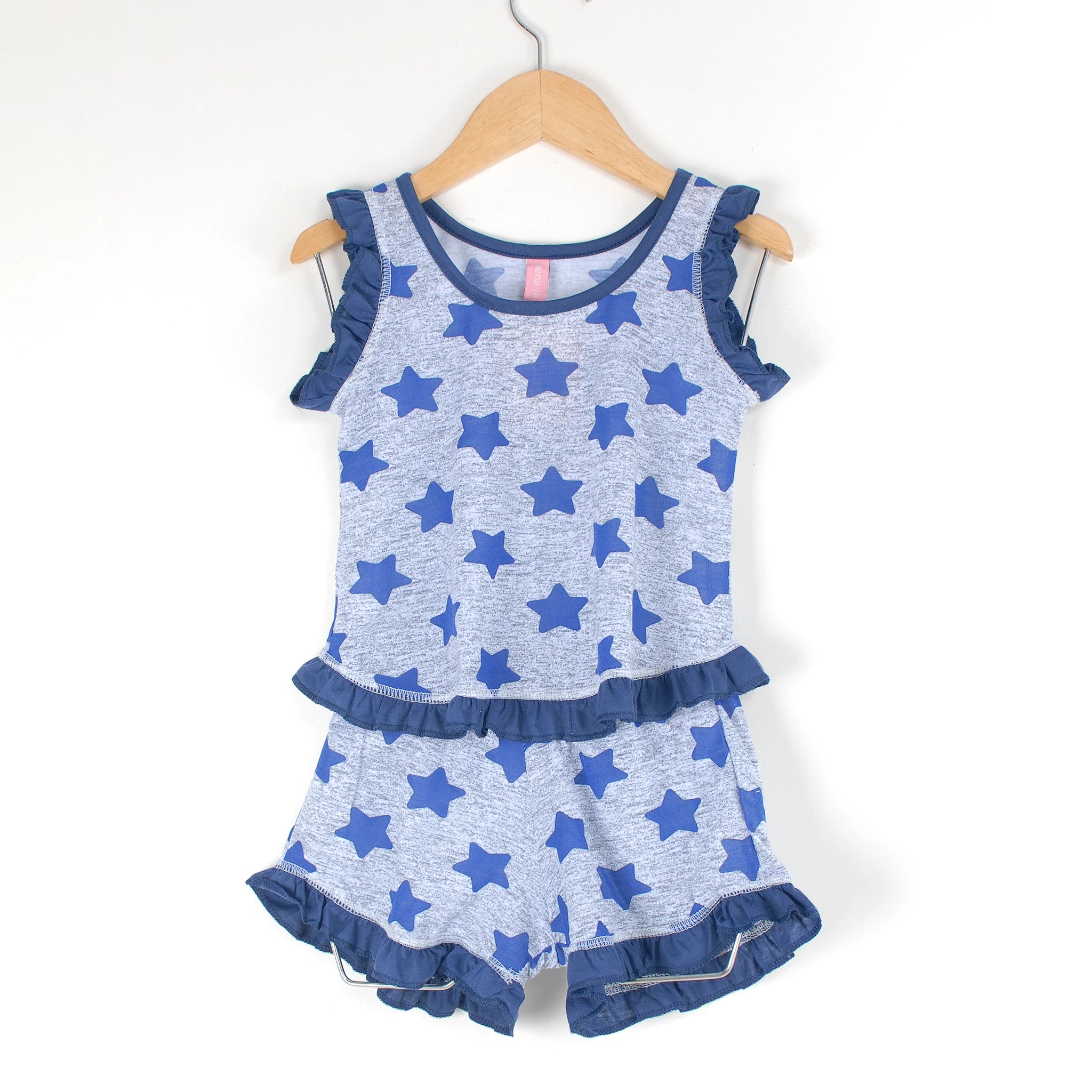Pijama Regata Feminino Infantil - Estampa Estrela Azul Marinho - 023052
