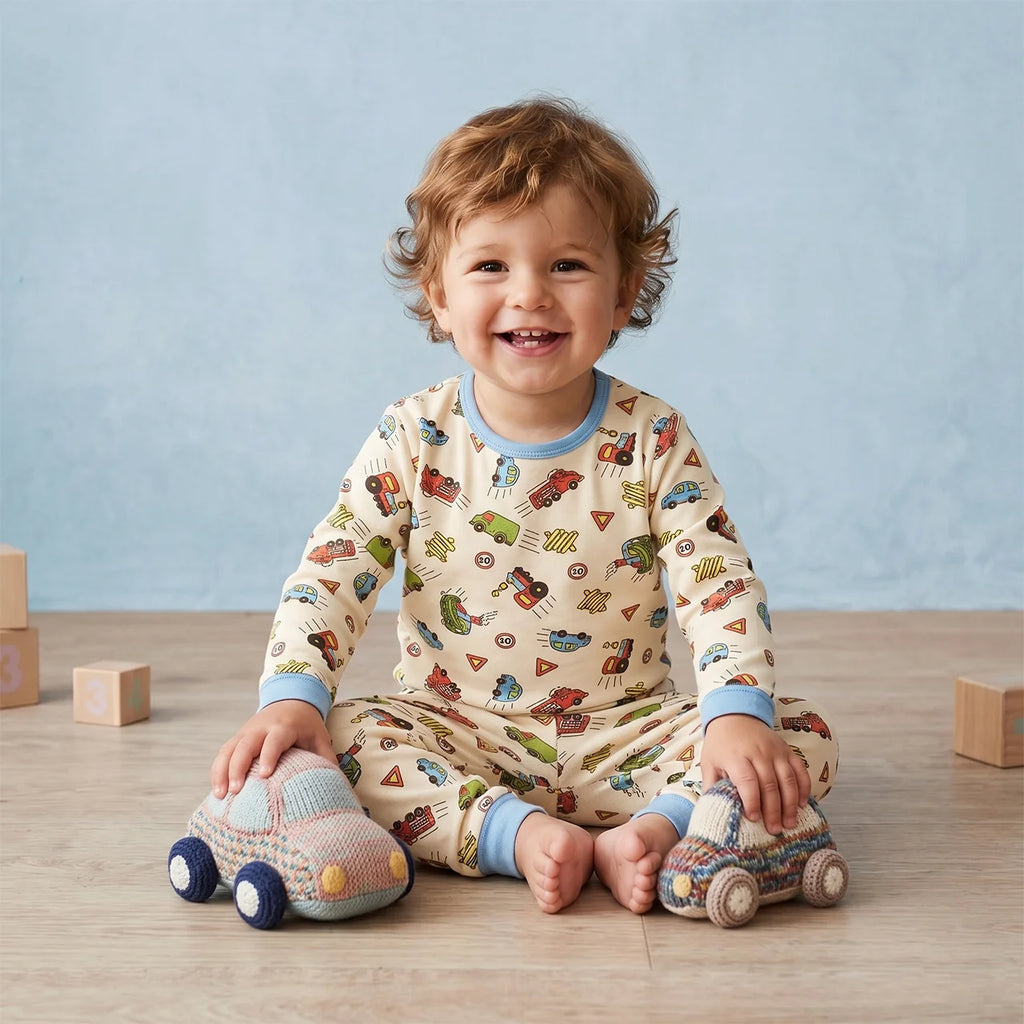 Pijama Longo Masc. Infantil - Estampa Carrinhos amarelo - 028001