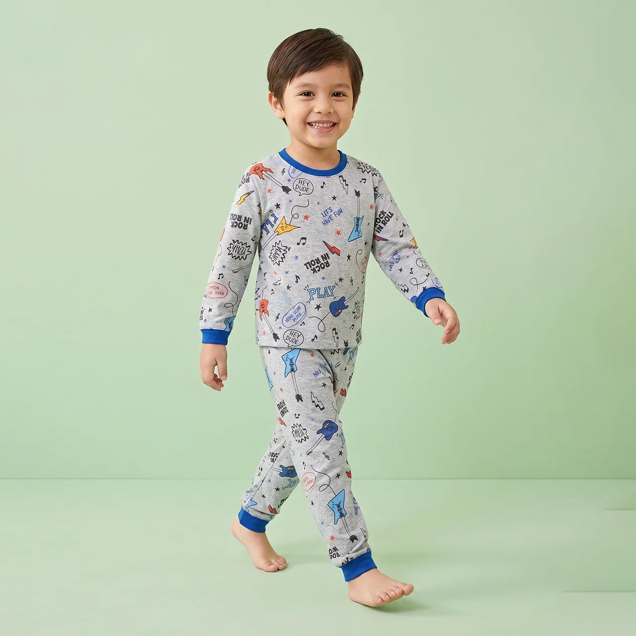 Pijama Longo Masculino Infantil - Estampa Guitarra - 028004