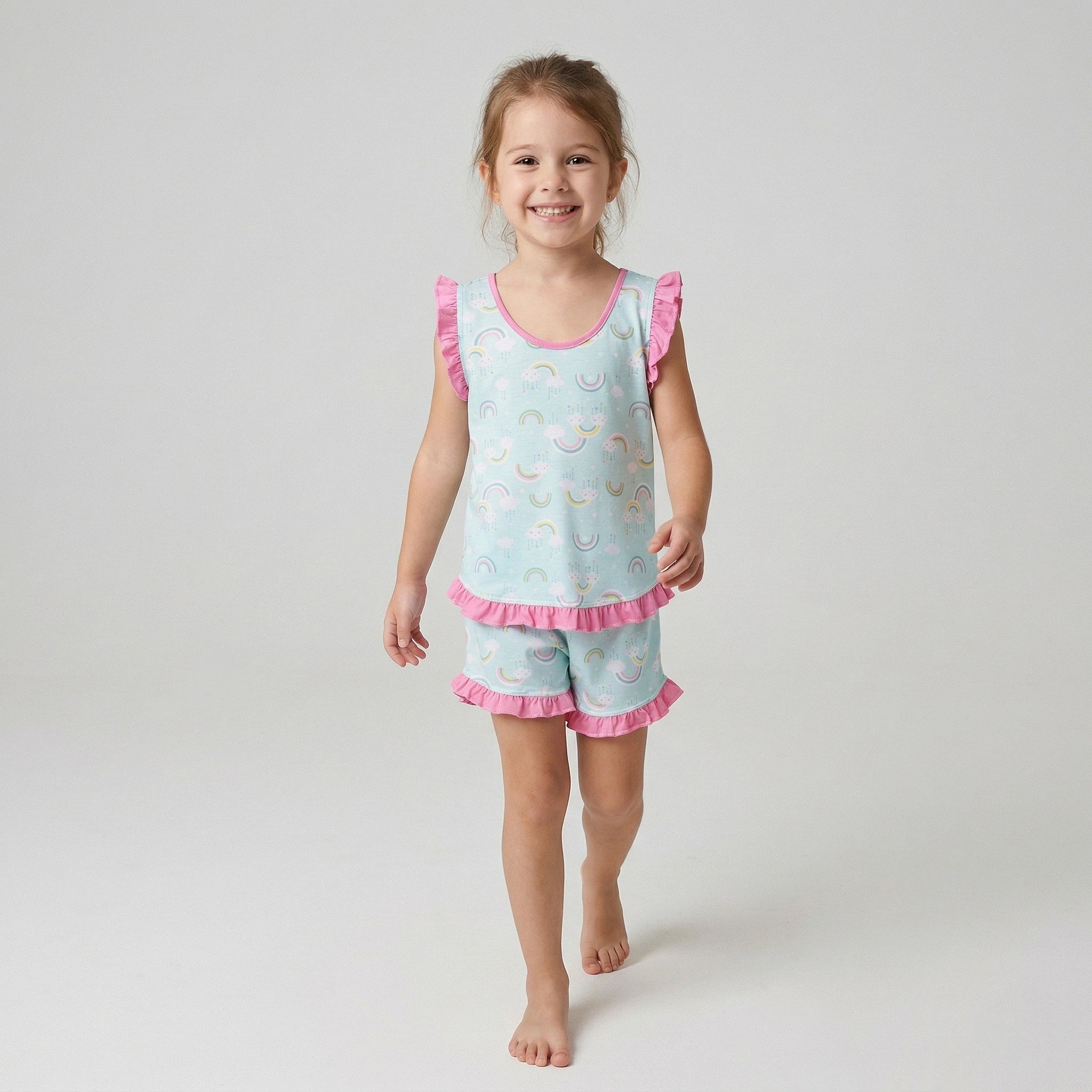 Pijama Regata Feminino Infantil - Estampa Arco-Iris - 023010