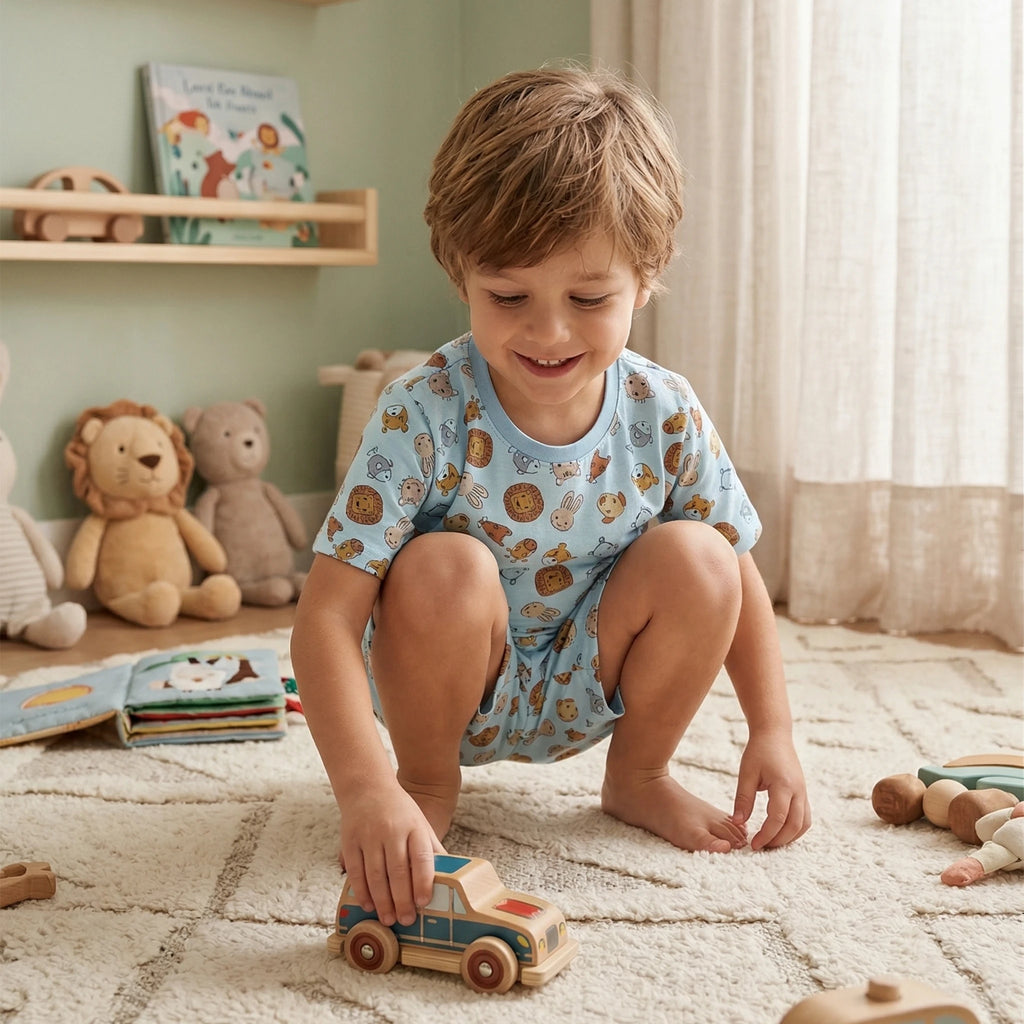 Pijama Masculino Infantil Curto - Estampa Animais - 027011
