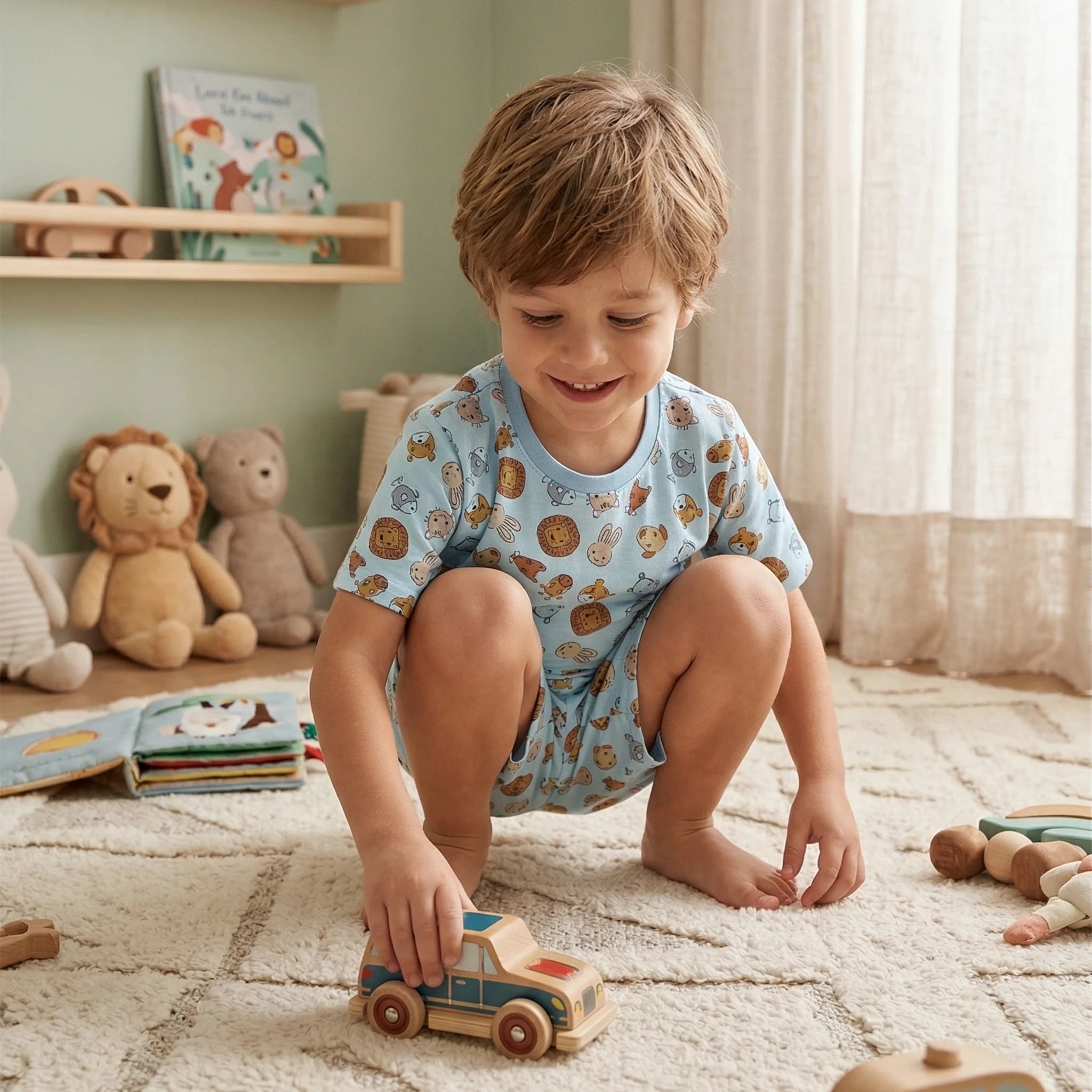 Pijama Masculino Infantil Curto - Estampa Animais - 027011
