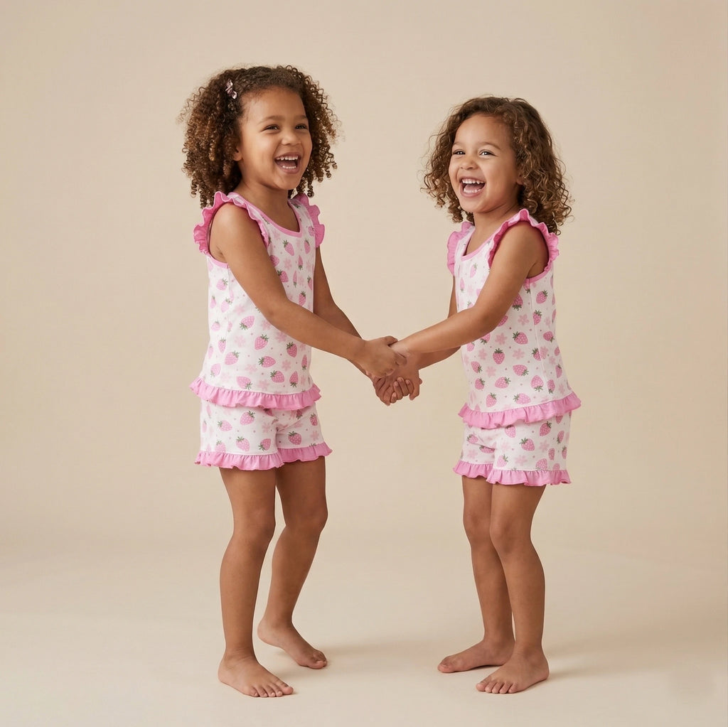 Pijama Regata Feminino Infantil - Estampa Morangos- 023020