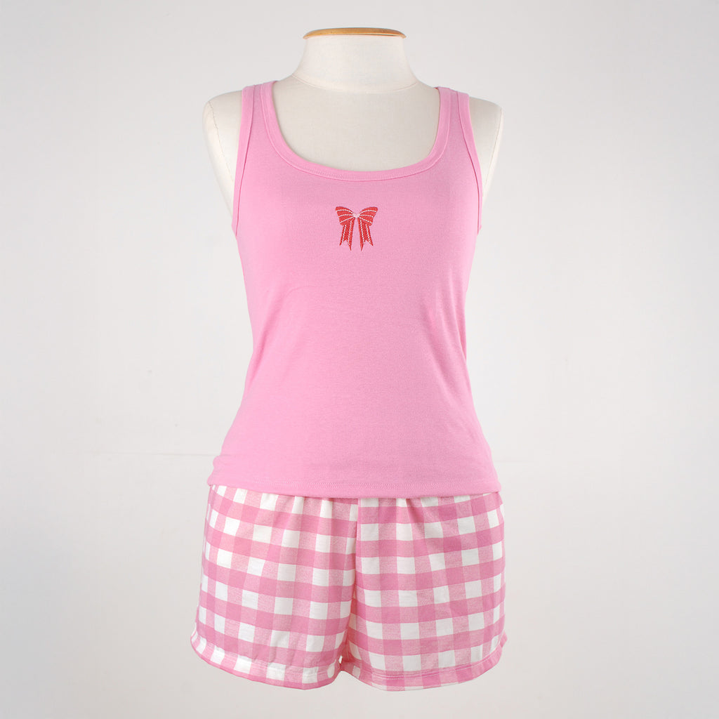 Pijama Feminino Regata Bordado Laço