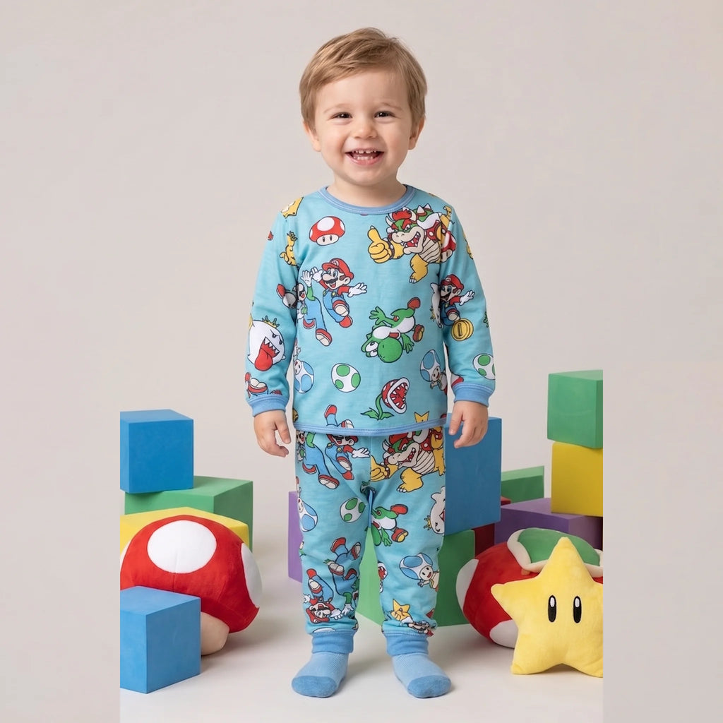Pijama Longo Masculino Infantil - Estampa Mario Bros - 028012
