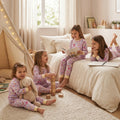 Pijama Longo Feminino Infantil - Estampa Animais Lilás e Amarelo - 024004