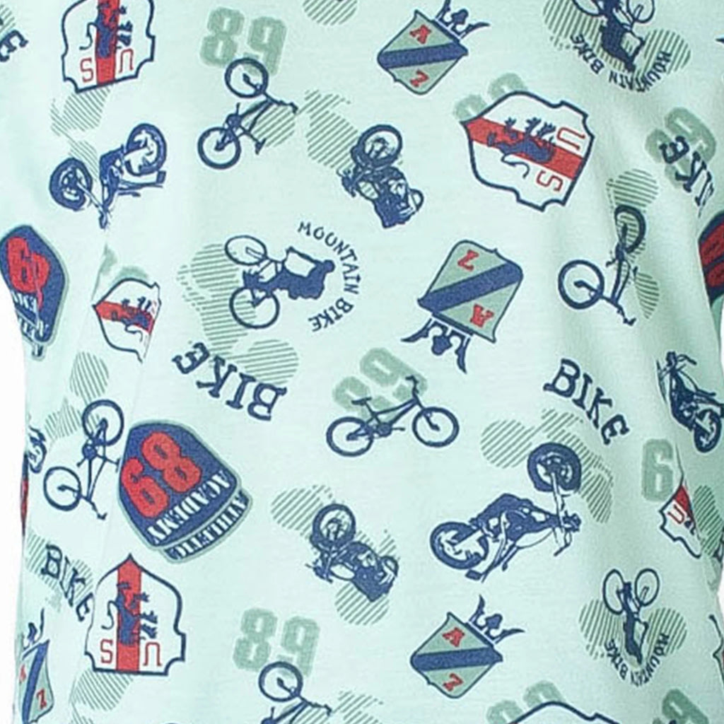 Pijama Longo Masculino Infantil - Estampa Bike Verde - 028015