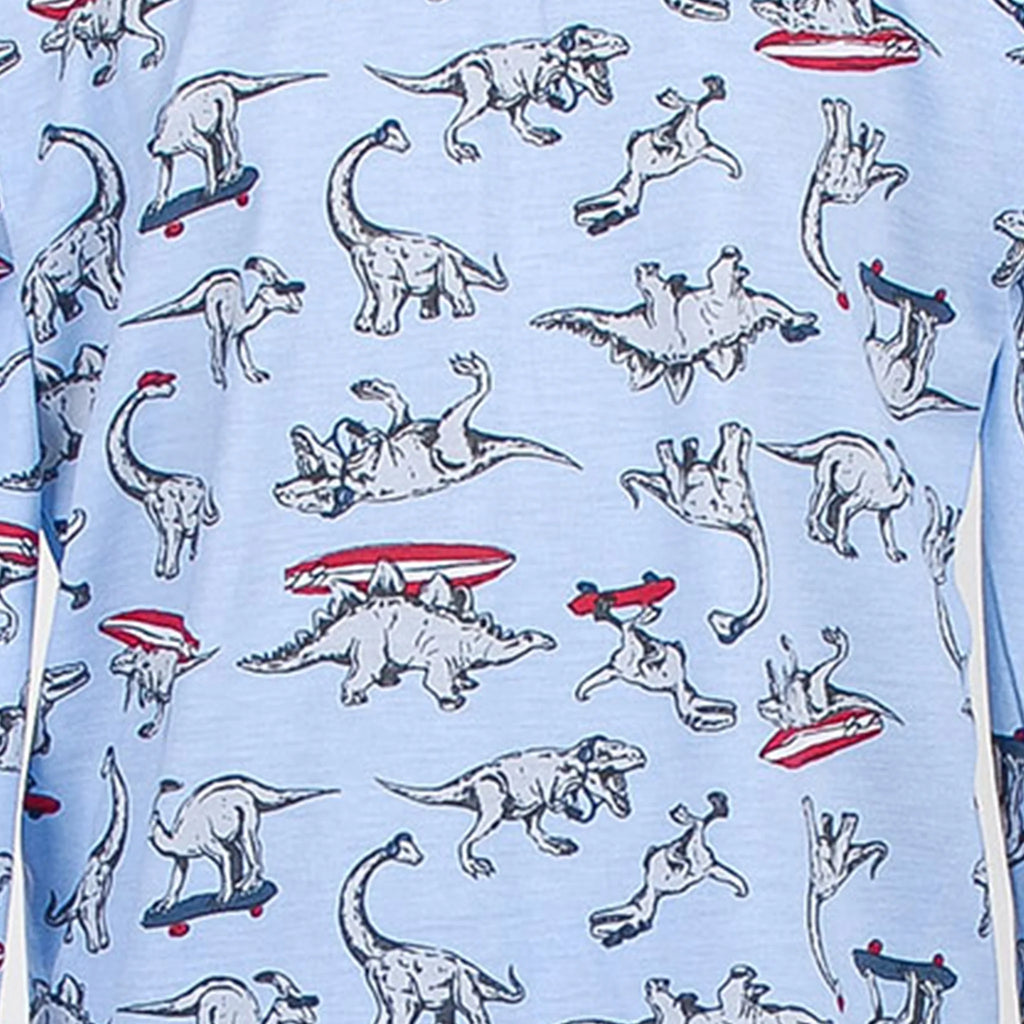Pijama Longo Masculino Infantil - Estampa Dinossauros Azul - 028008
