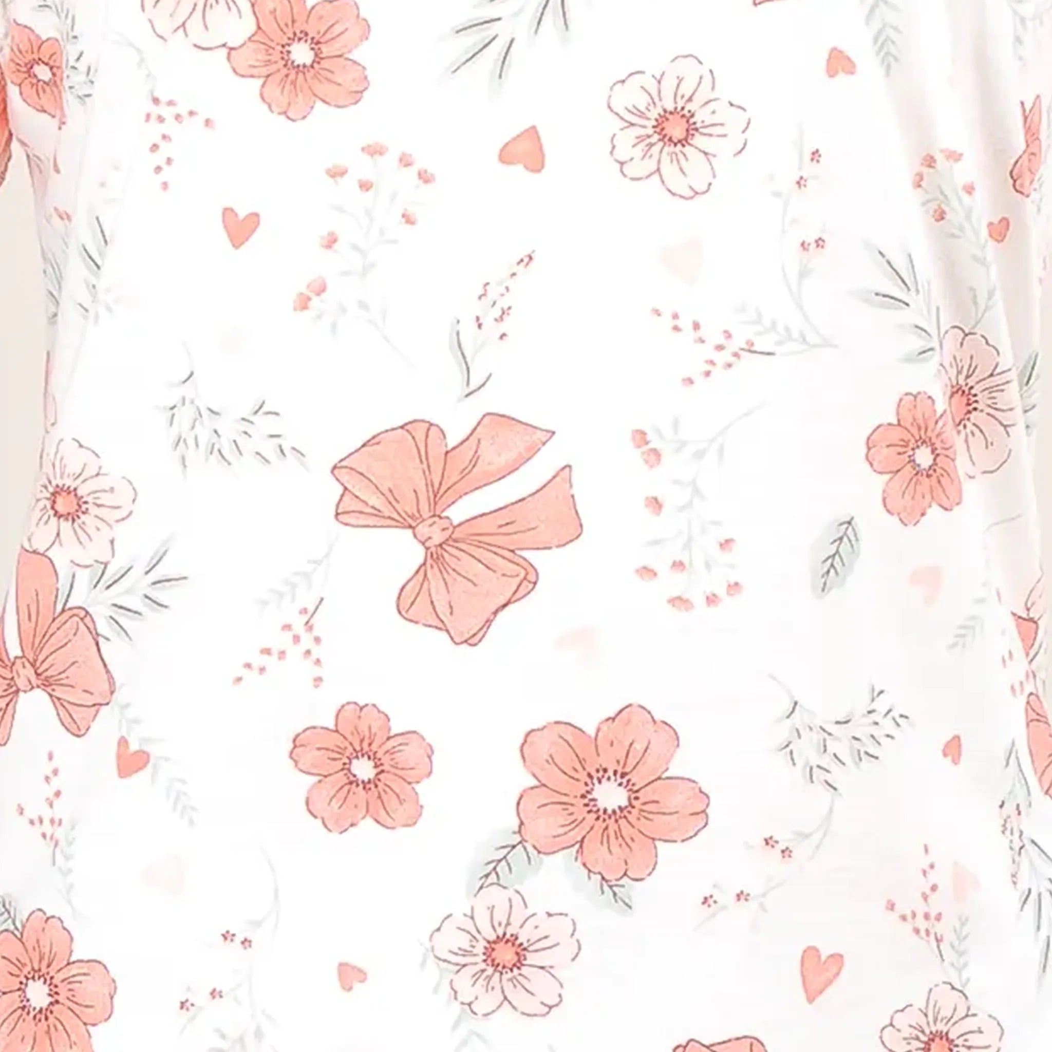 Pijama Regata Feminino Adulto Babado Estampado Floral Laços Salmão 00106