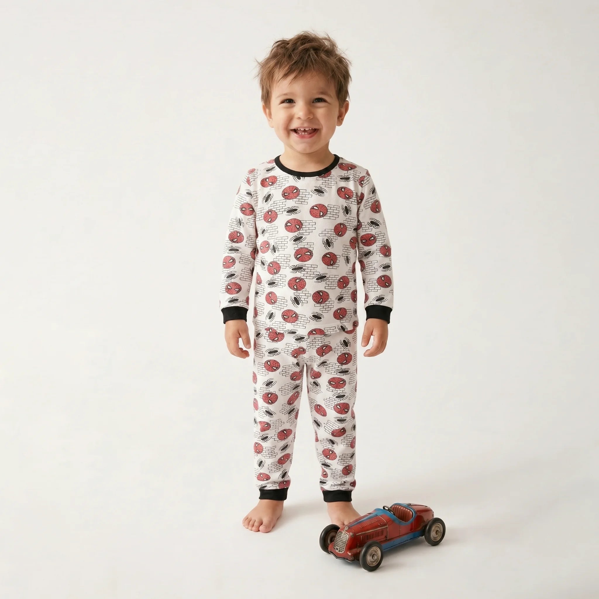 Pijama Longo Masculino Infantil - Estampa Homem-Aranha Máscaras - 028019