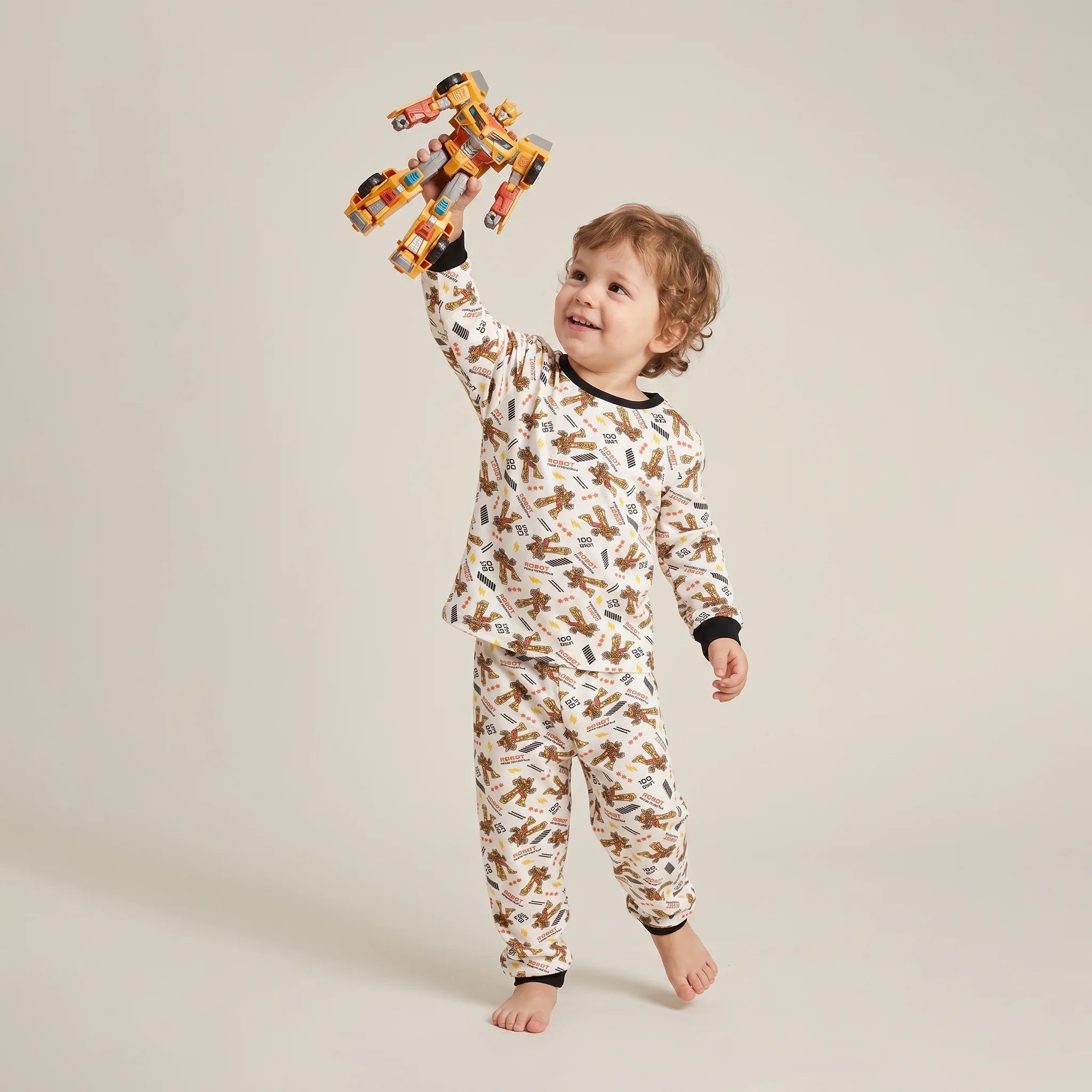 Pijama Longo Masculino Infantil - Estampa Rôbo Amarelo - 028011