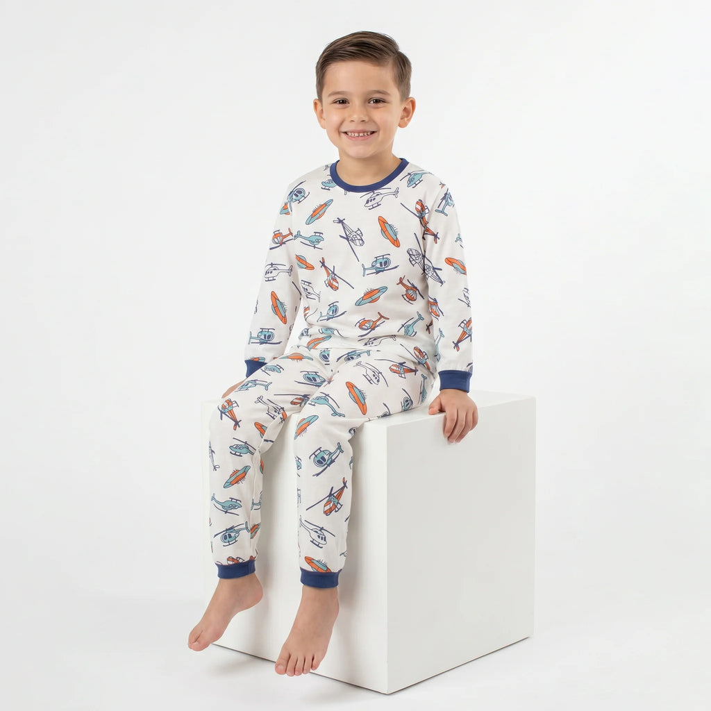 Pijama Longo Masculino Infantil - Estampa Helicoptero - 028005