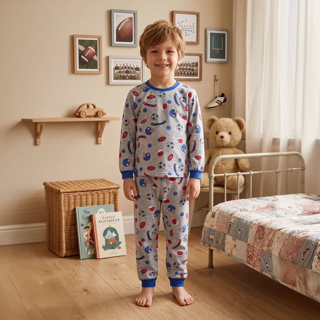 Pijama Longo Masculino Infantil - Estampa Futebol - 028003