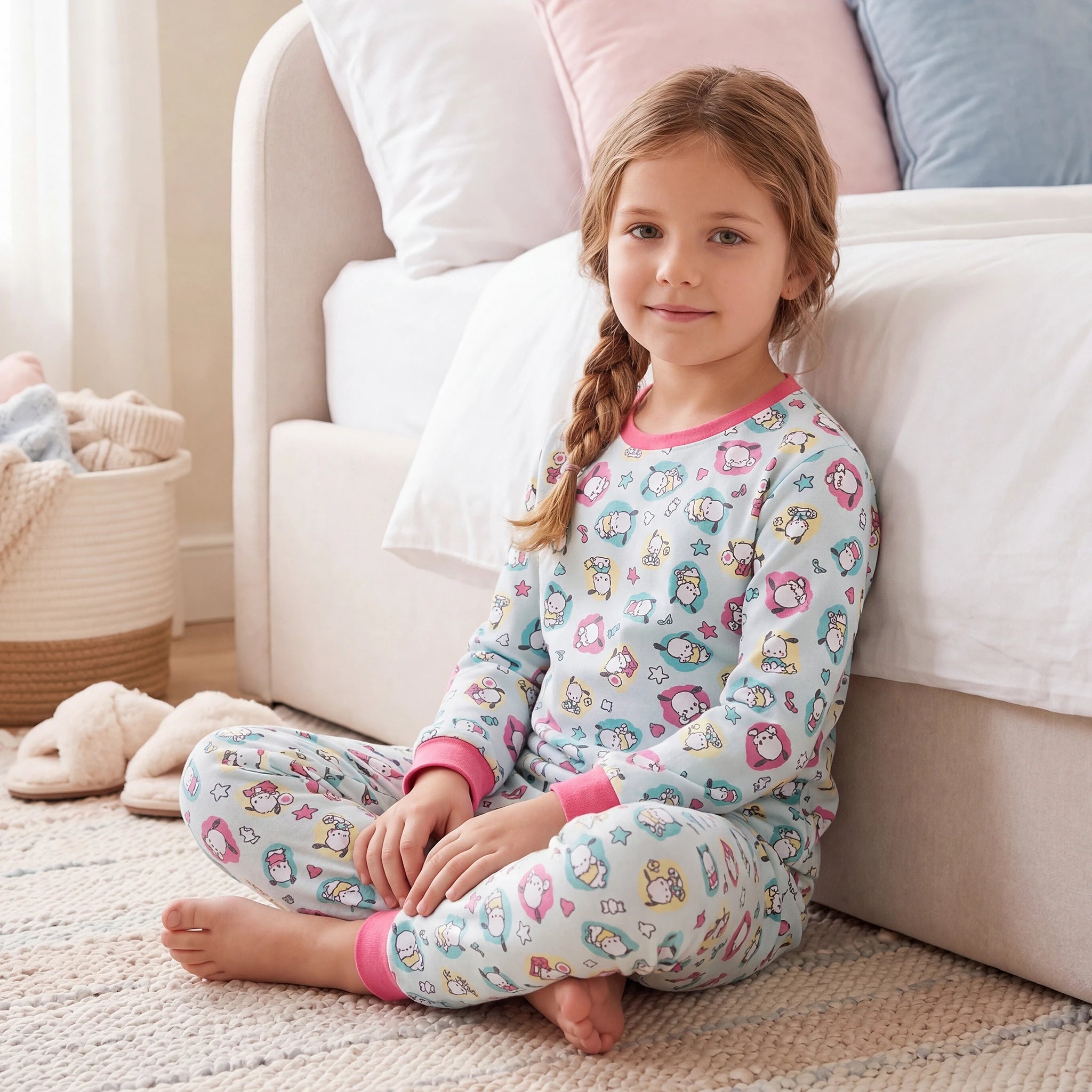 Pijama Longo Feminino Infantil - Estampa Cachorrinho Kawaii - 024006