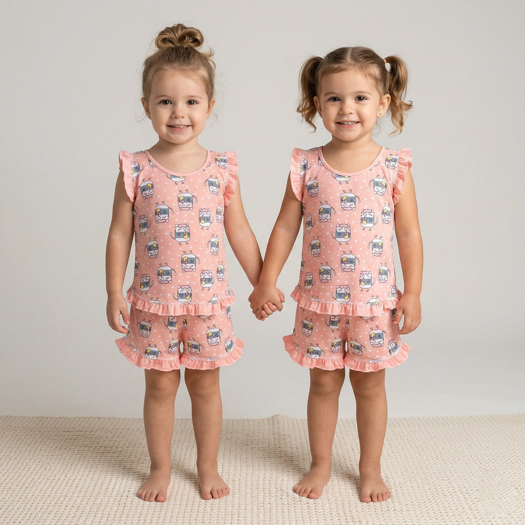 Pijama Regata Feminino Infantil - Estampa Gatinhos Detox - 023005