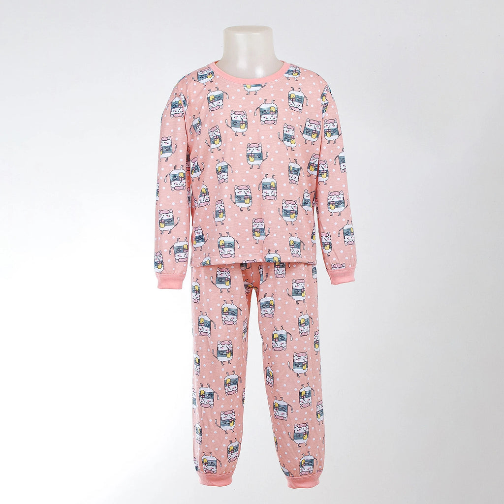 Pijama Longo Feminino Infantil - Estampa Gatinhos Detox - 024008