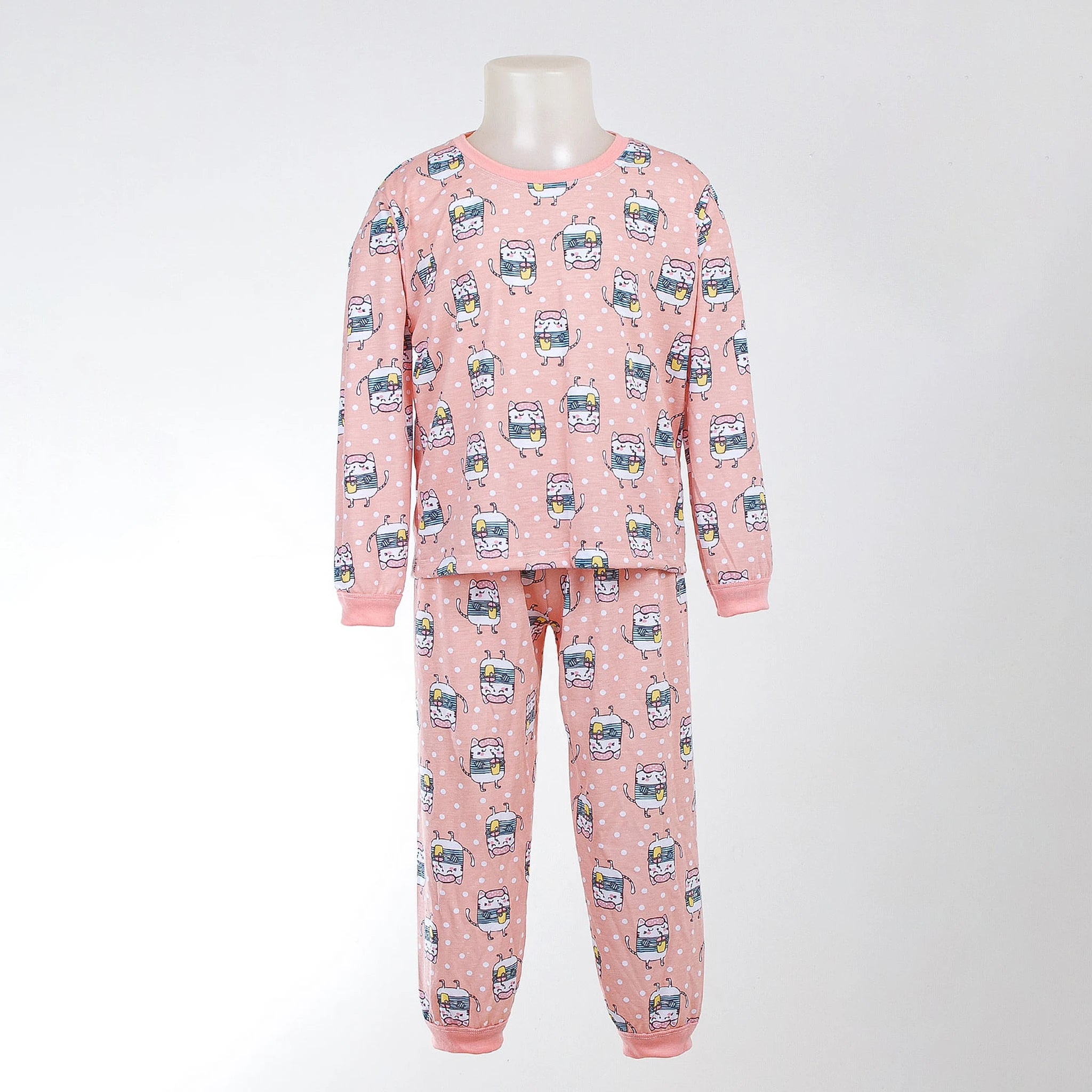 Pijama Longo Feminino Infantil - Estampa Gatinhos Detox - 024008