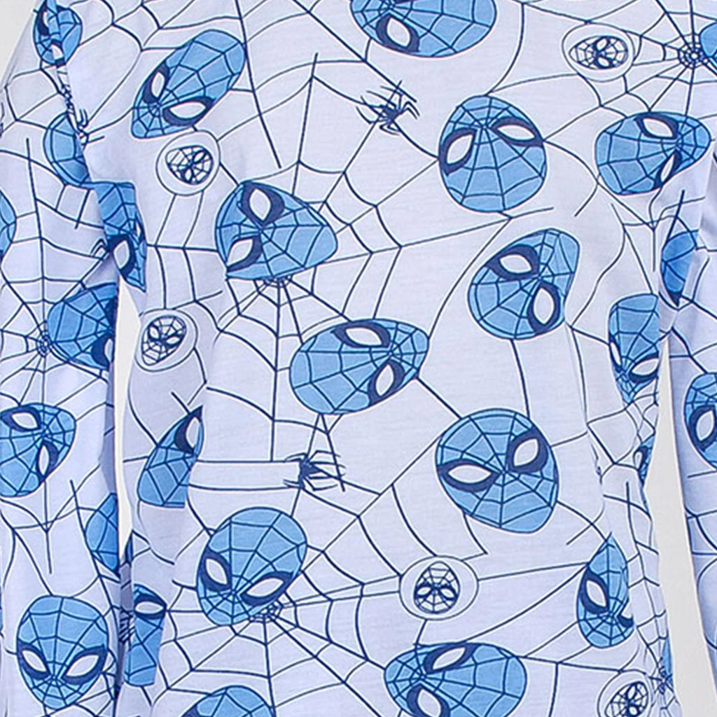 Pijama Longo Masculino Infantil - Estampa Homem-Aranha Máscaras Azul - 028020