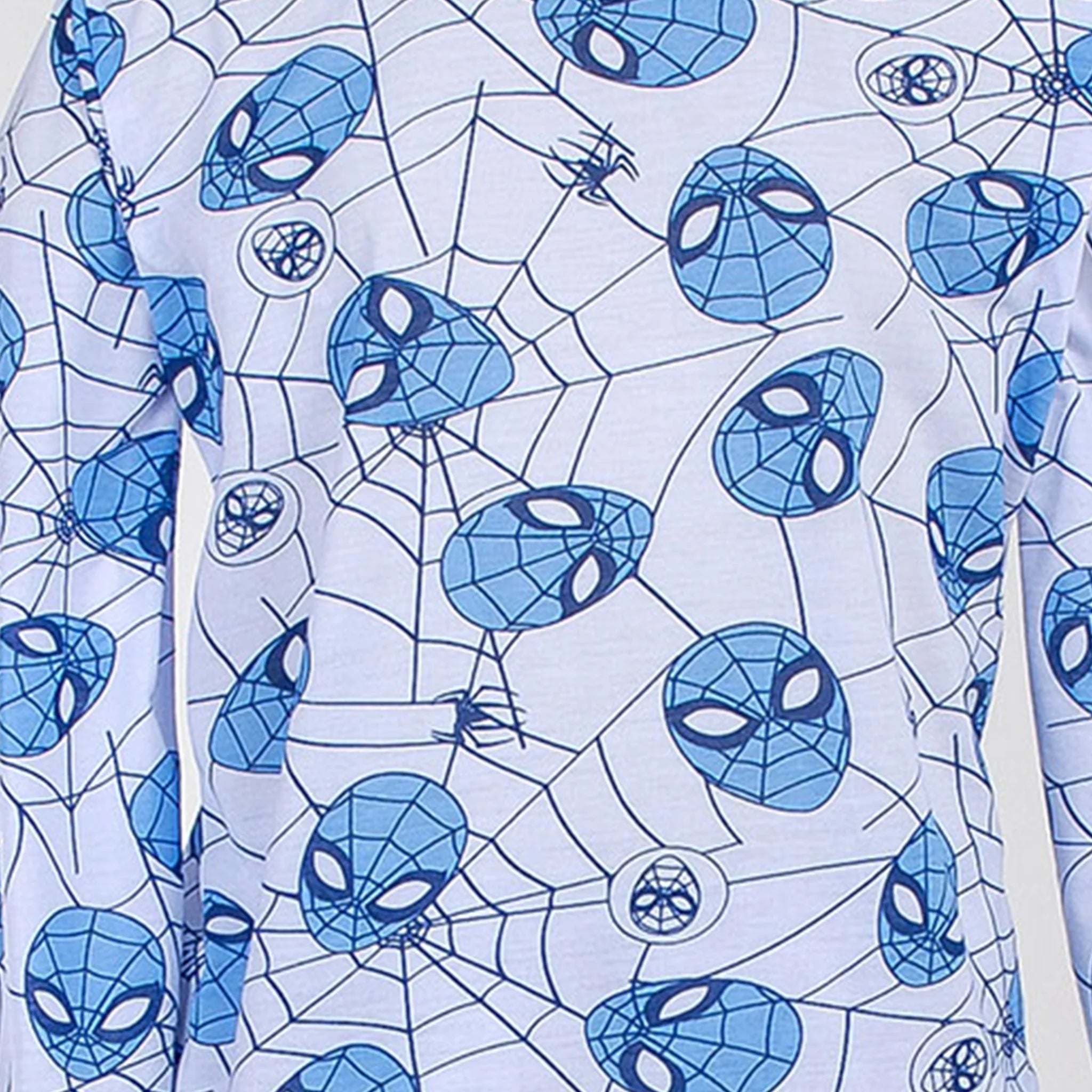 Pijama Longo Masculino Infantil - Estampa Homem-Aranha Máscaras Azul - 028020