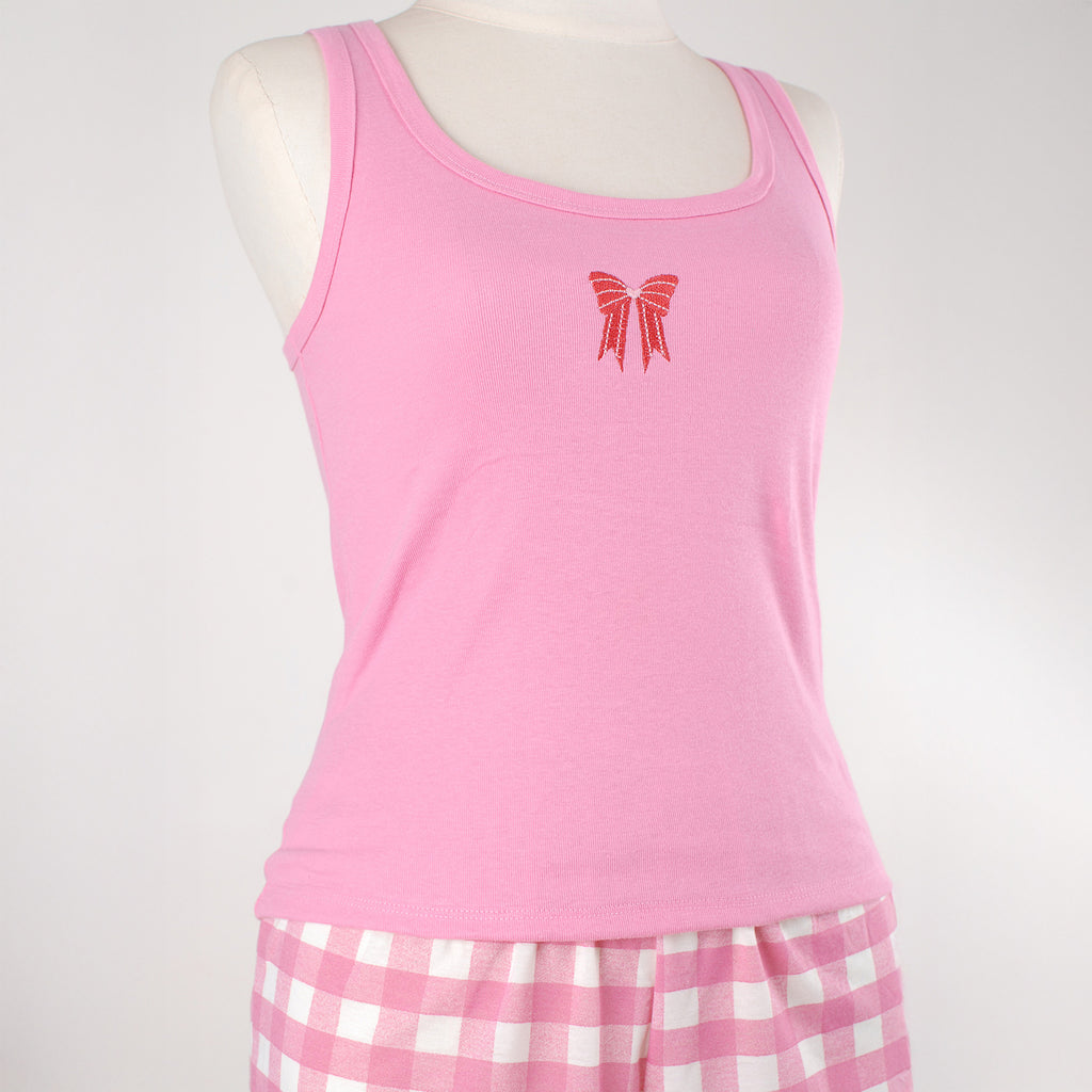 Pijama Feminino Regata Bordado Laço