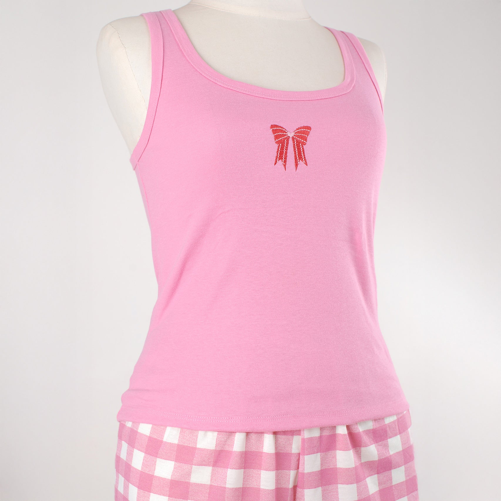 Pijama Feminino Regata Bordado Laço