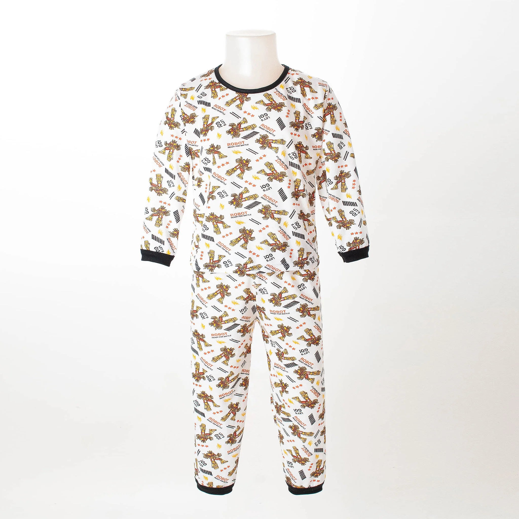 Pijama Longo Masculino Infantil - Estampa Rôbo Amarelo - 028011