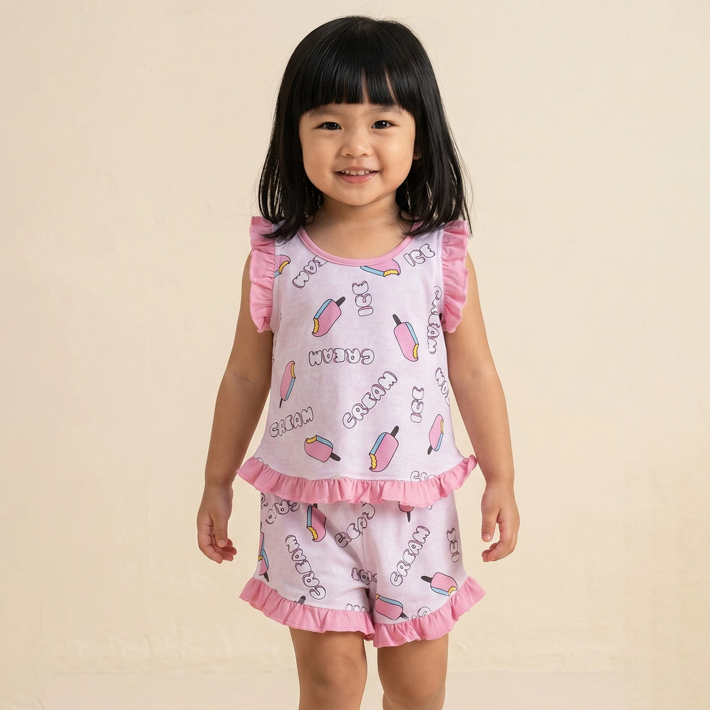 Pijama Regata Feminino Infantil - Ice Cream - 023021