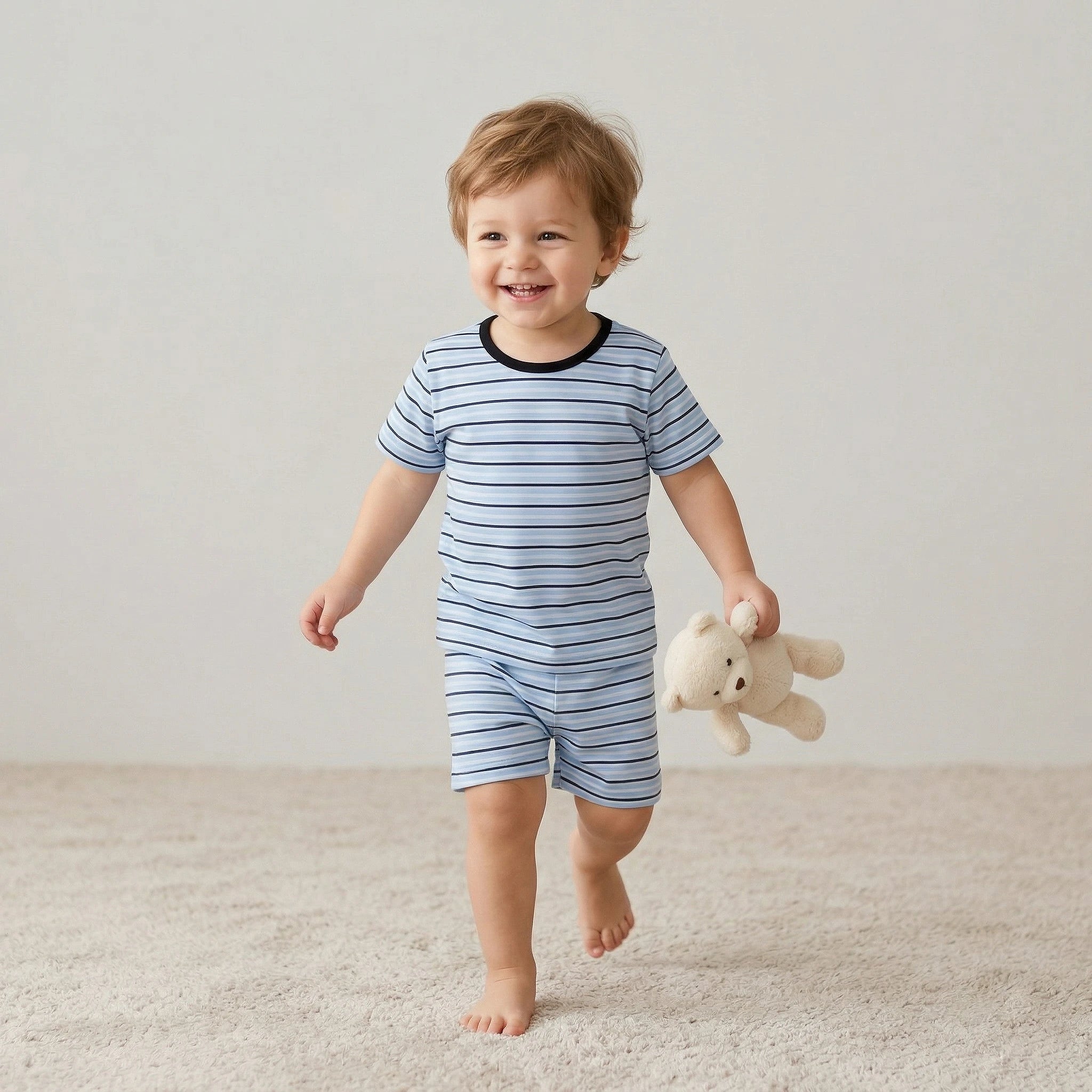 Pijama Masculino Infantil Curto - Estampa Listrado Azul - 027009