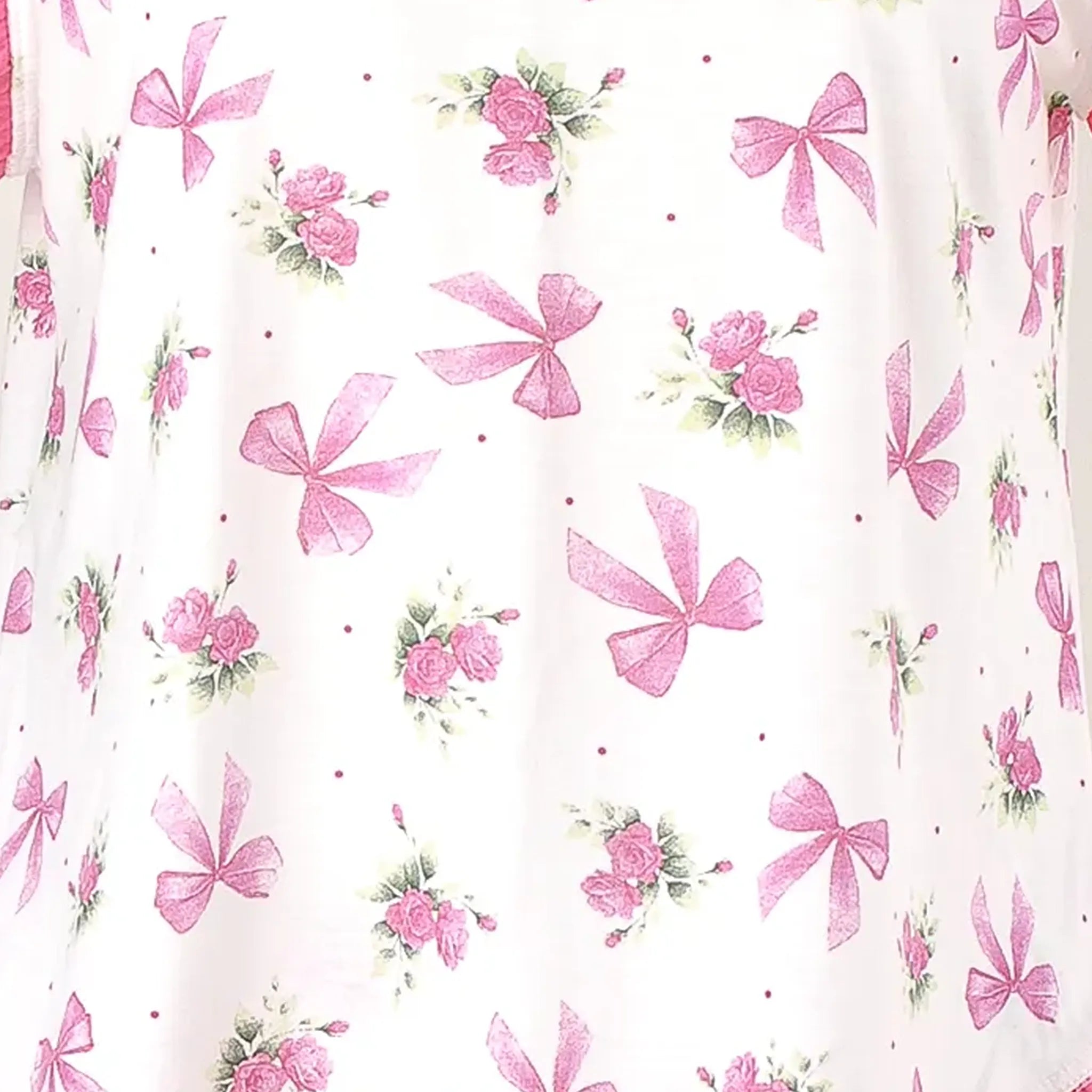 Pijama Regata Feminino Adulto Babado Estampado - Floral Laços Pink 00107