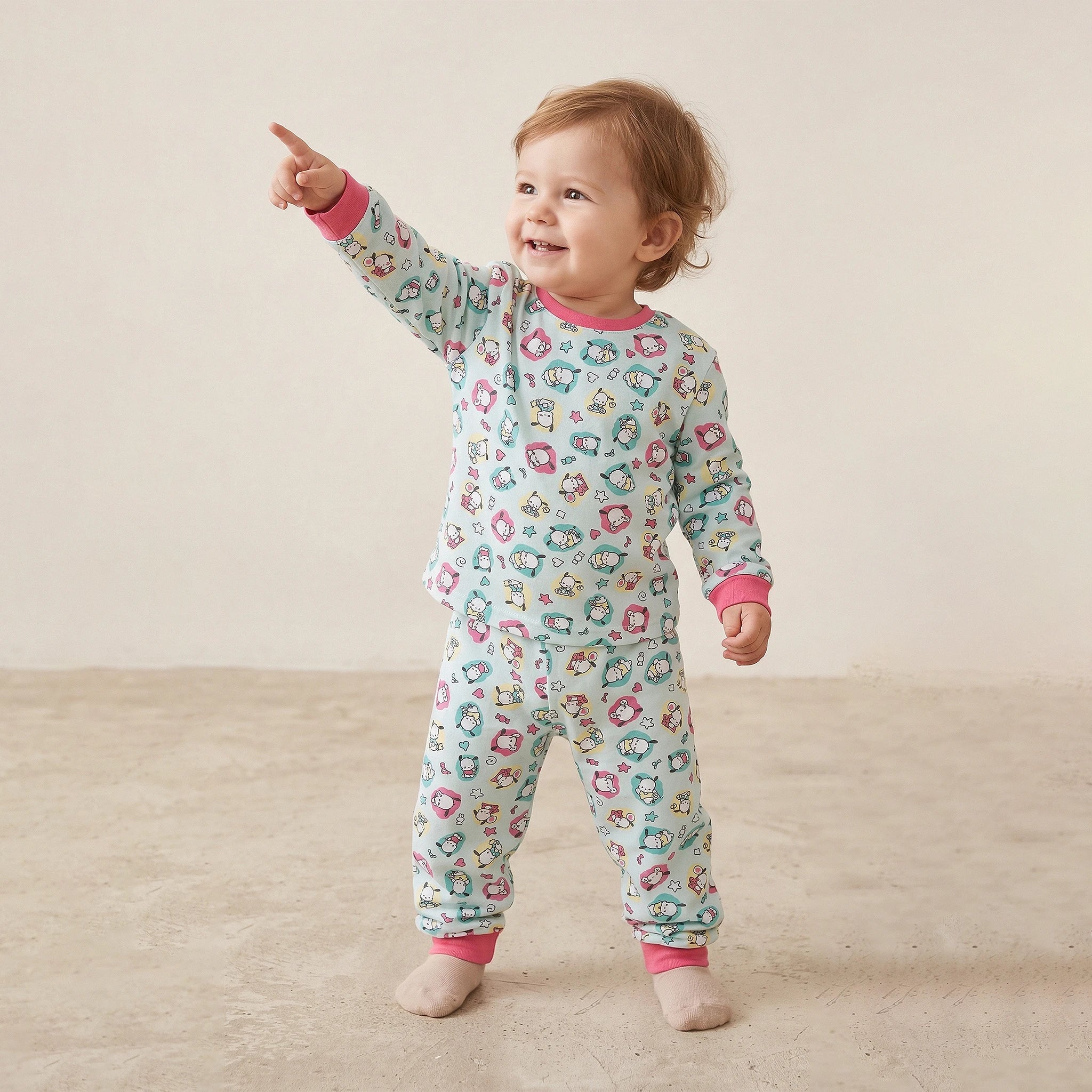 Pijama Longo Feminino Infantil - Estampa Cachorrinho Kawaii - 024006