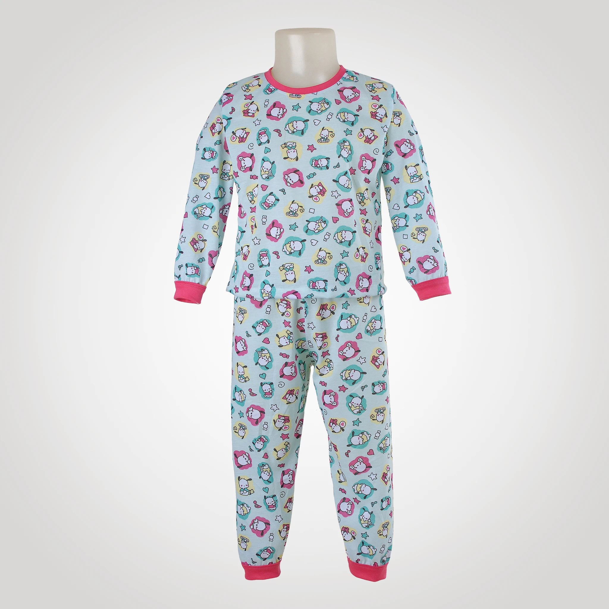 Pijama Longo Feminino Infantil - Estampa Cachorrinho Kawaii - 024006