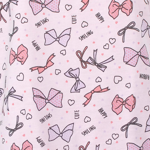 Pijama Regata Feminino Adulto Babado Estampado de Laços Rosa