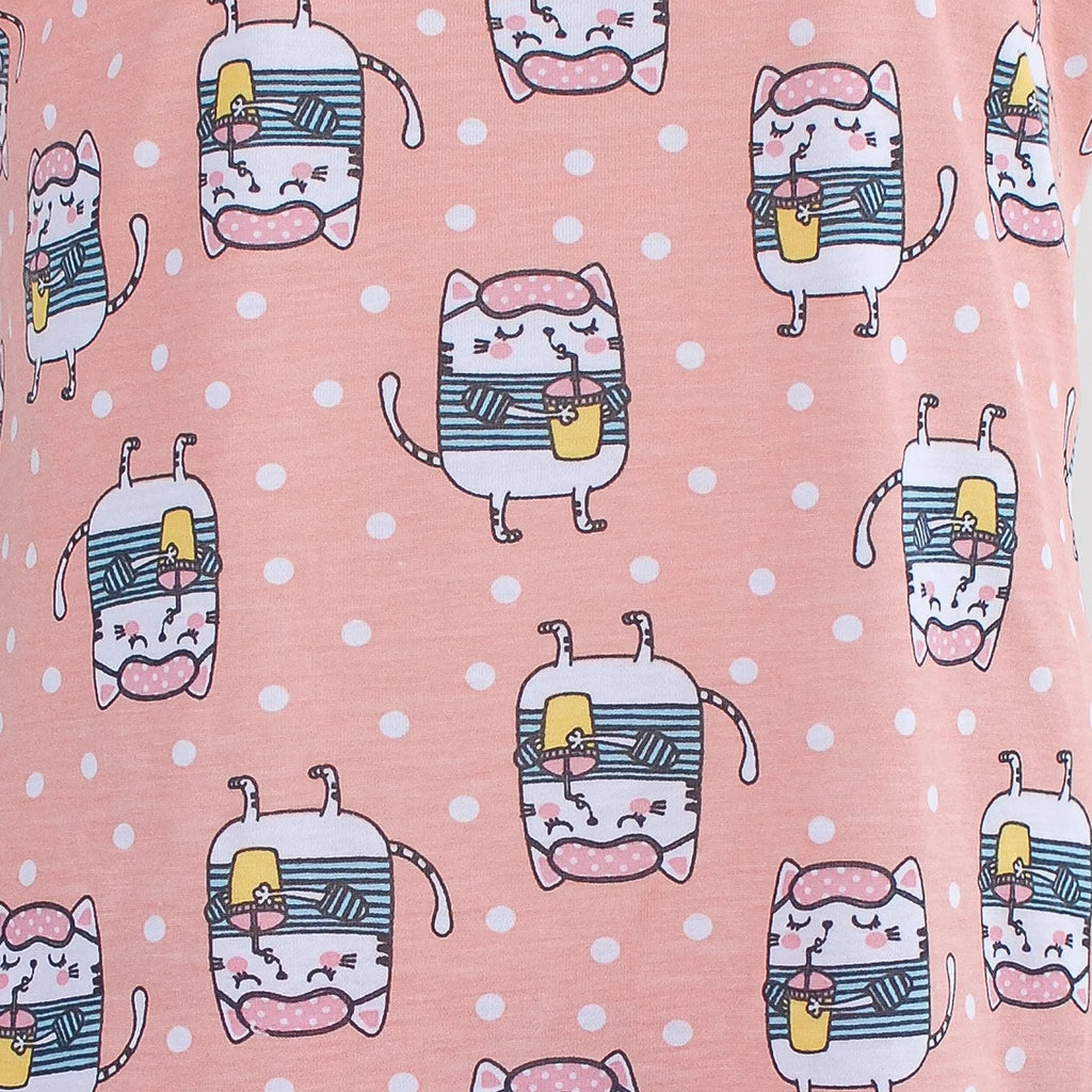 Pijama Longo Feminino Infantil - Estampa Gatinhos Detox - 024008