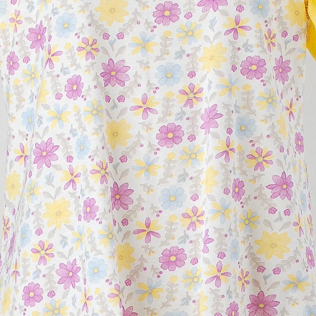 Pijama Regata Feminino Infantil - Estampa Floral Amarelo - 023013