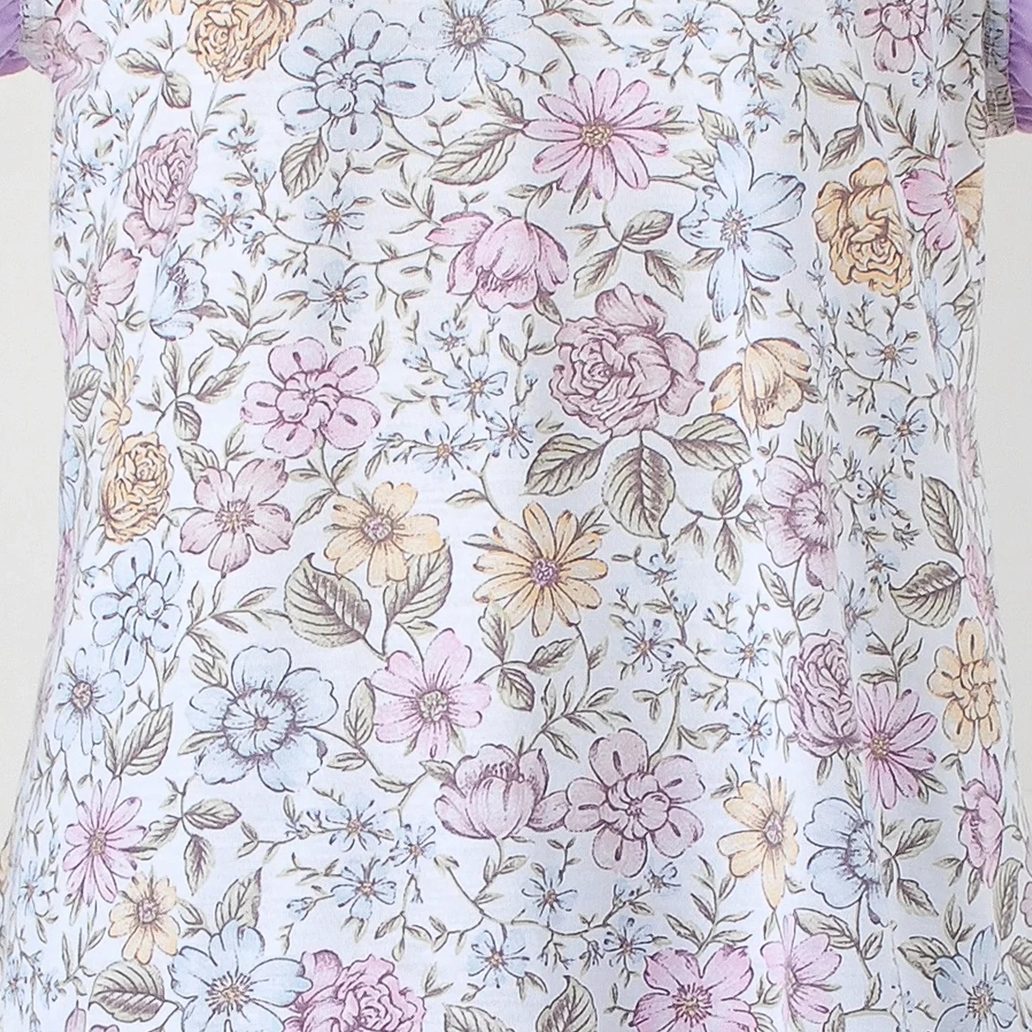 Pijama Regata Feminino Infantil - Estampa Floral Lilás - 023015