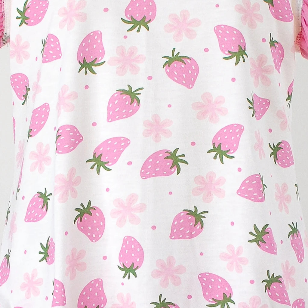 Pijama Regata Feminino Infantil - Estampa Morangos- 023020