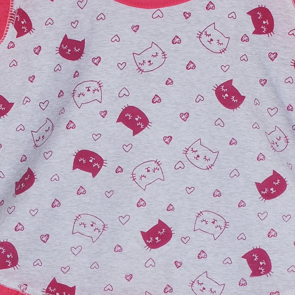 Pijama Regata Feminino Infantil - Estampa Gatinhos Cinza e Pink - 023018