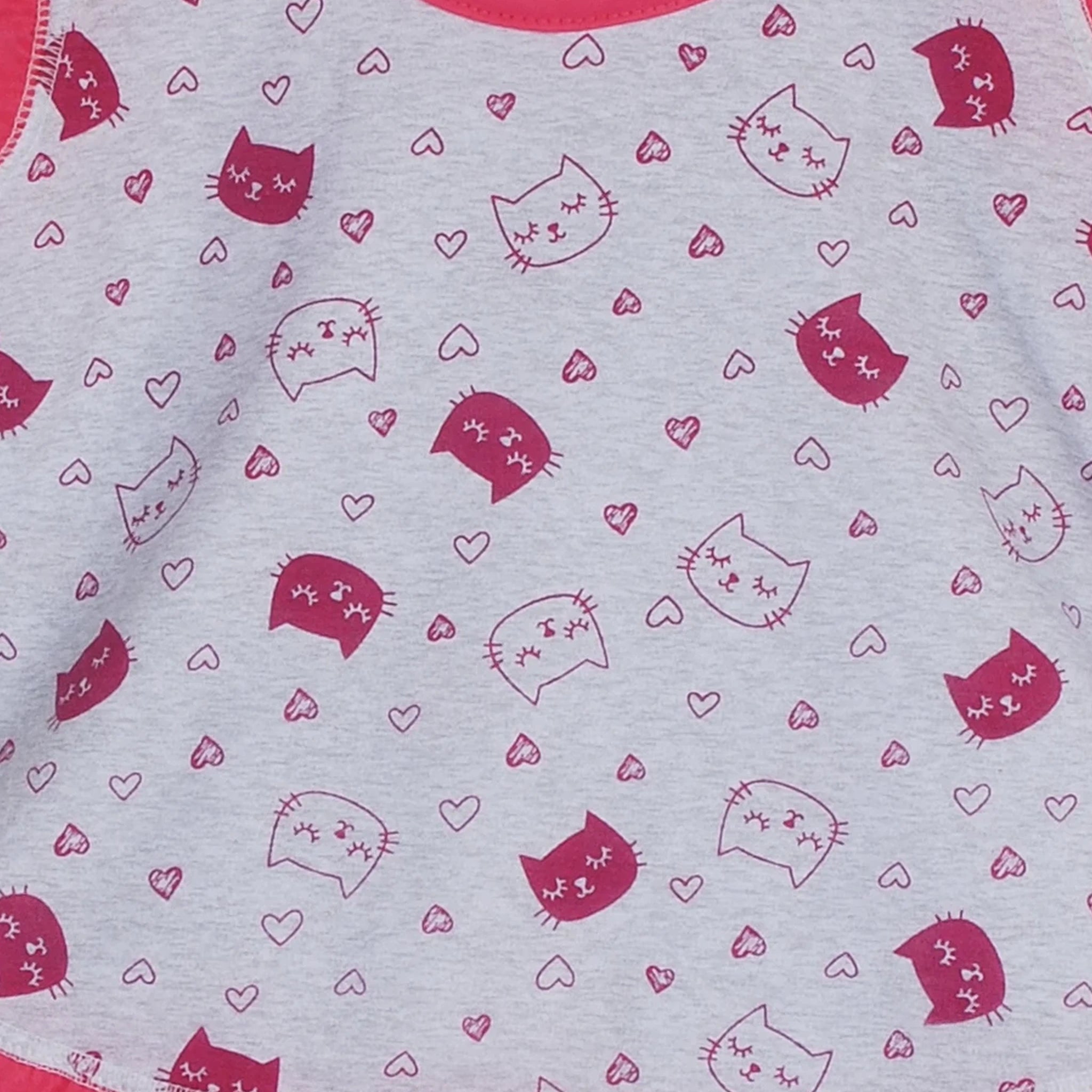 Pijama Regata Feminino Infantil - Estampa Gatinhos Cinza e Pink - 023018