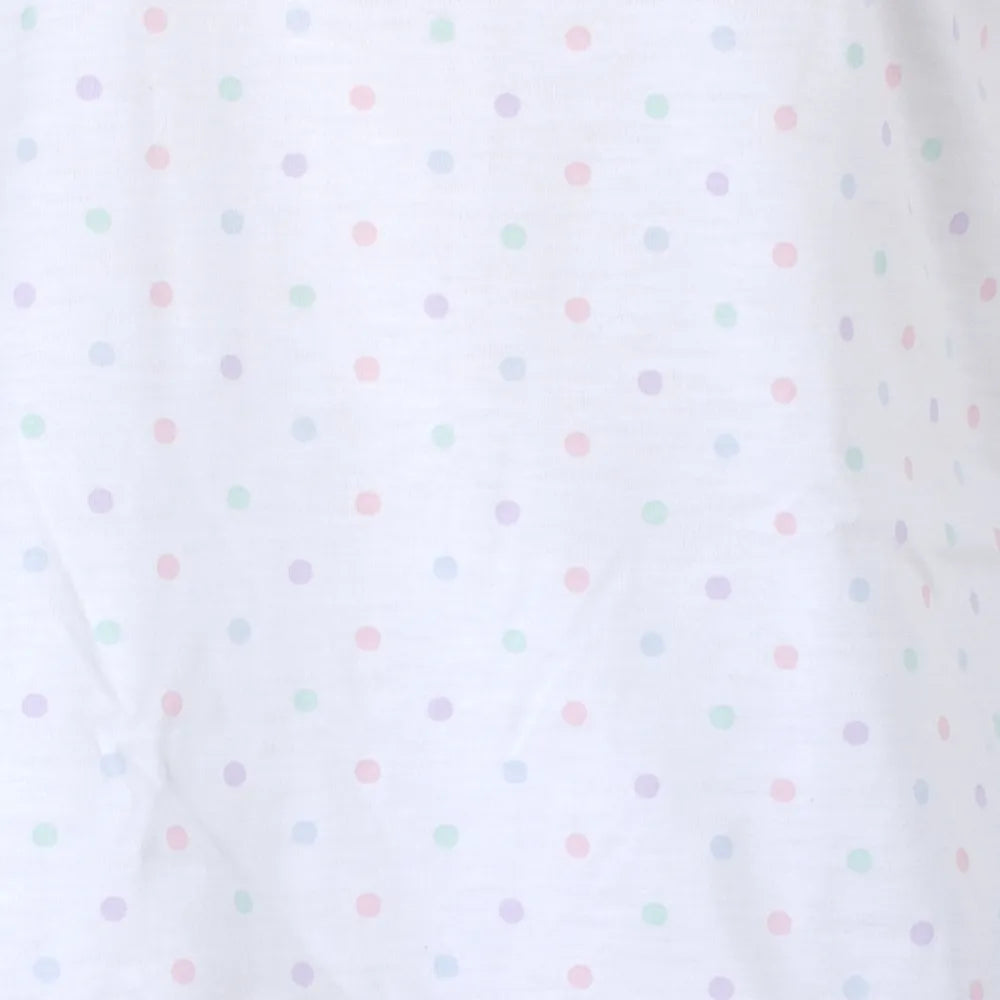 Pijama Regata Fem. Adulto Babado Estampado Poá Rosa Bebê