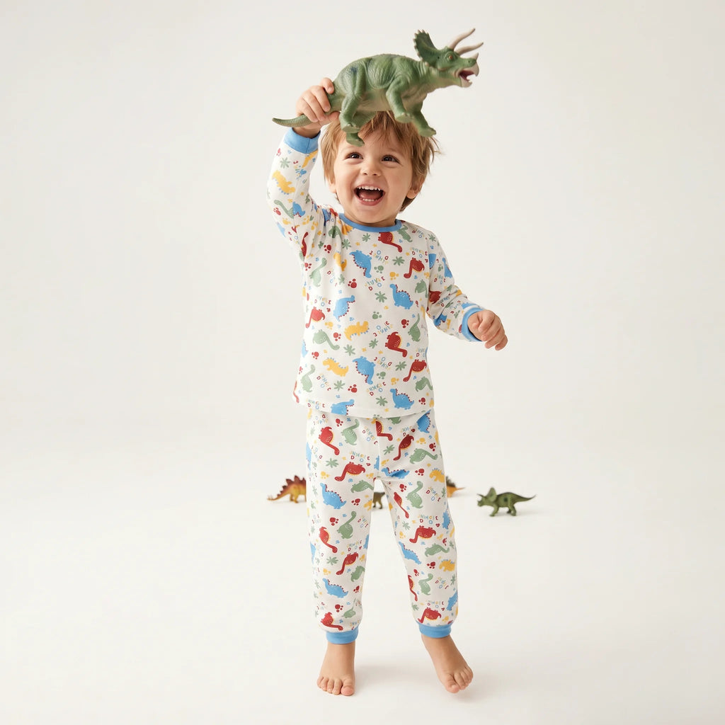 Pijama Longo Masculino Infantil - Estampa Jungle Dino - 028013