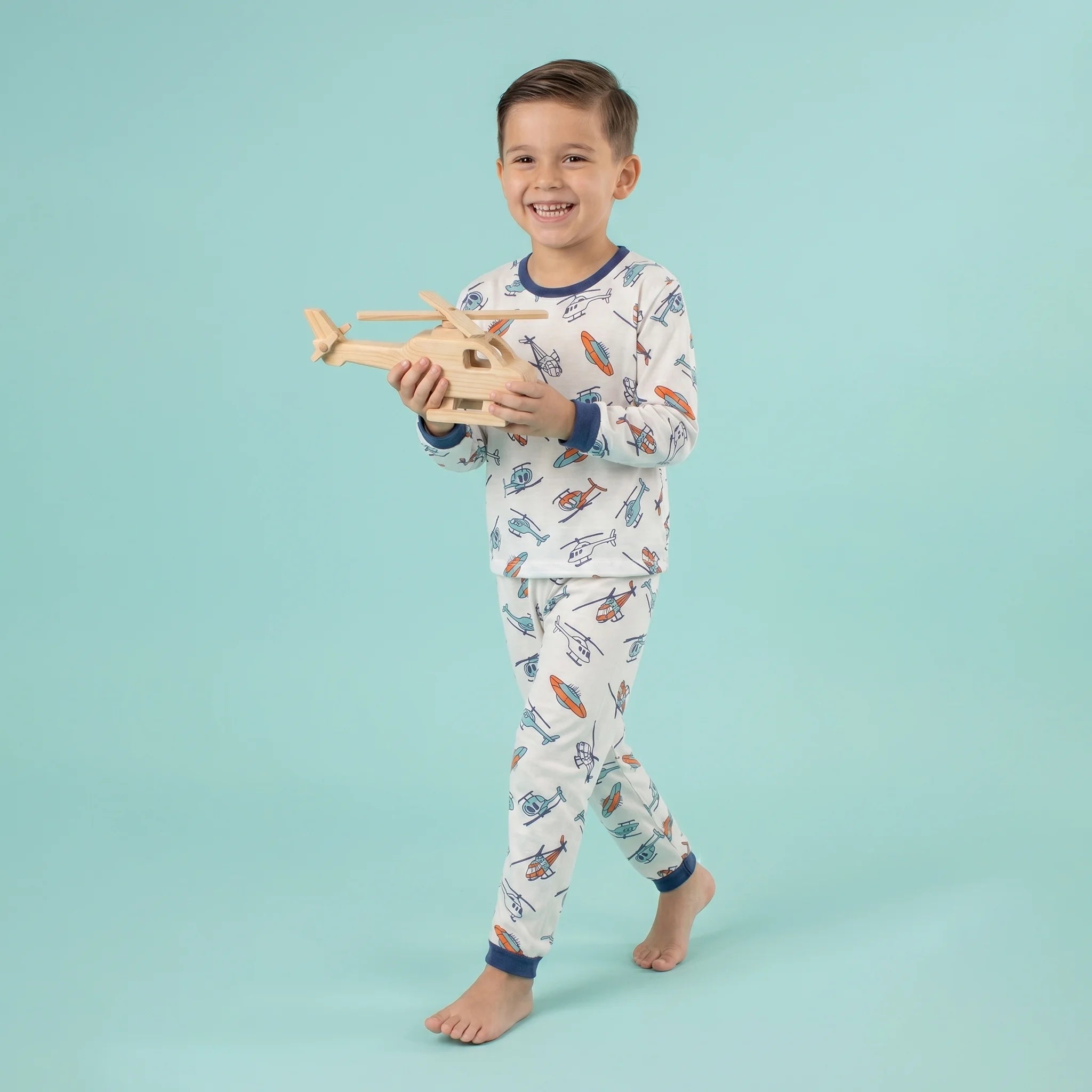 Pijama Longo Masculino Infantil - Estampa Helicoptero - 028005