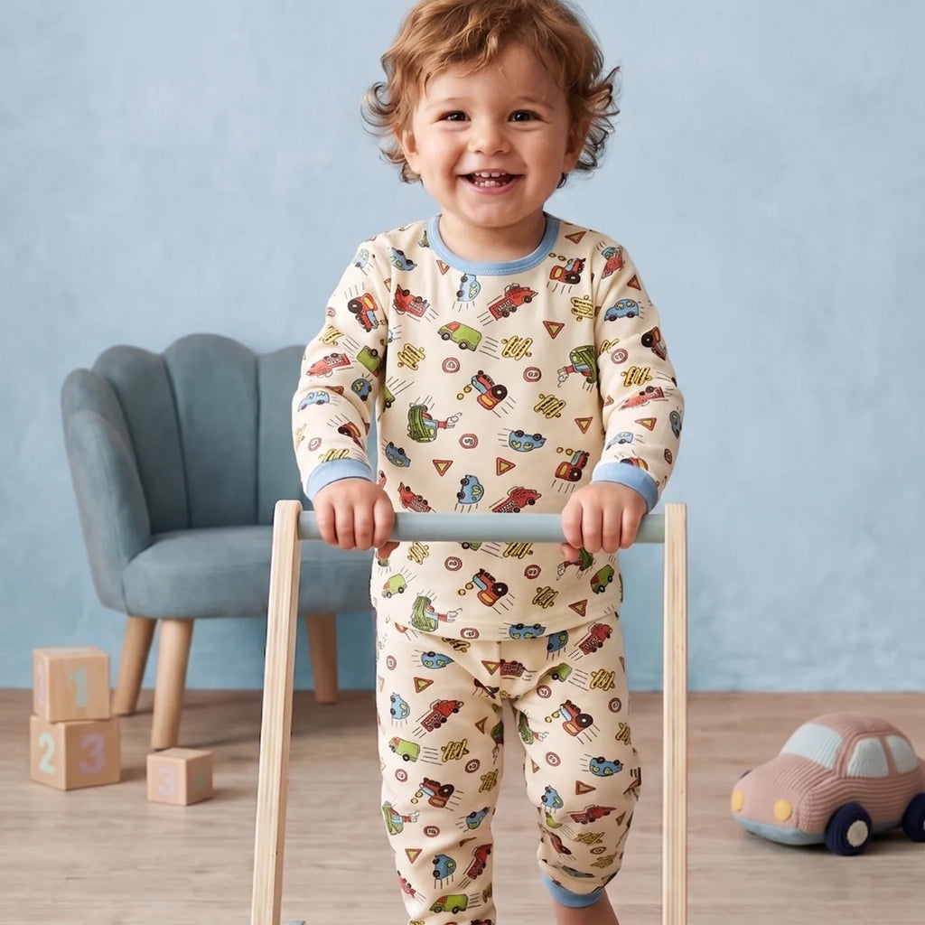 Pijama Longo Masc. Infantil - Estampa Carrinhos amarelo - 028001
