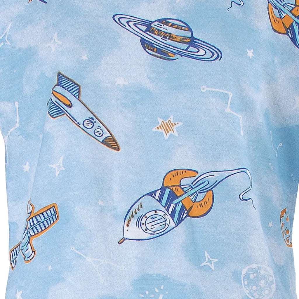 Pijama Longo Masculino Infantil - Estampa Espaço Azul - 028006