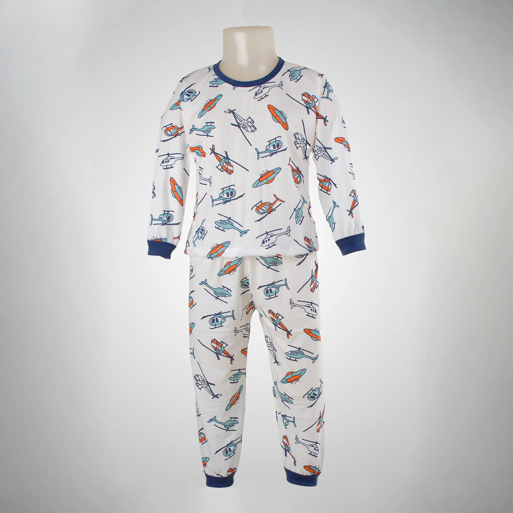 Pijama Longo Masculino Infantil - Estampa Helicoptero - 028005