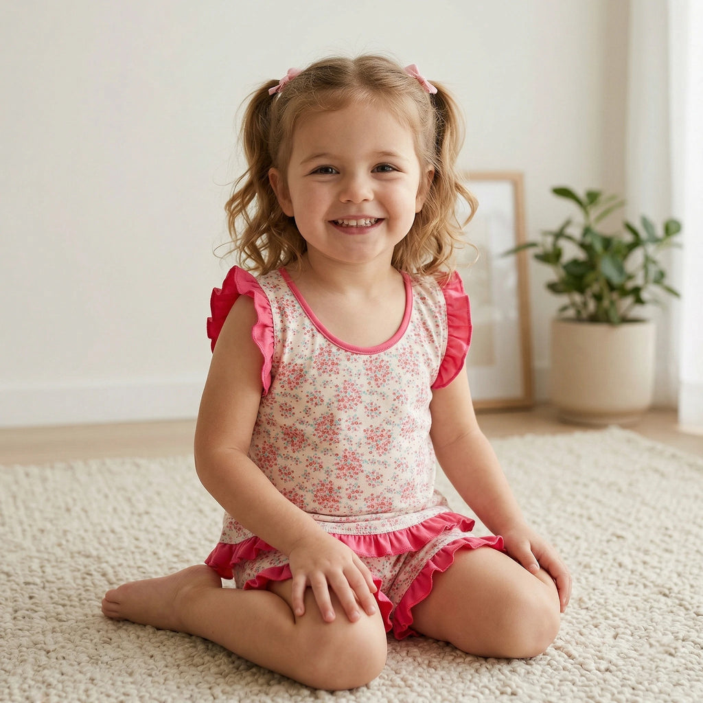 Pijama Regata Feminino Infantil - Estampa Bouquet - 023011